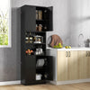 190cm Tall Freestanding Cupboard Kitchen Pantry Cabinet w/ Doors & Shelves Black
