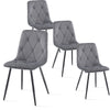 4PCS Dining Chairs Set Velvet Faux Suede Leather Padded Seat Metal Leg Grey UK