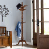 Solid Wood Coat Stand Heavy Duty Freestanding Hallway Coat Rack Tree w/ 8 Hooks