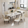 Contemporary Rectangular Dining Table 160cm Marble Top with Tempered Glass Board