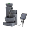 3 Cascading Bowl Stone Fountain Garden Water Features Outdoor Decor Solar Light
