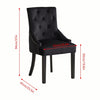 Set of 2 Black Velvet Dining Chairs Tufted High Back for Dining Room Kitchen