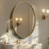 Anti-oxidation 3D Gold Oval Wall Mirror Decorative Accent Vanity Mirror Bathroom