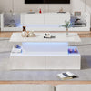 Lift Top LED Coffee Table with Storage Drawer Wooden Living Room Furniture White