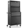 6 Drawer Rolling Tool Chest Combo Lockable Tool Cabinet with Wheels-Black