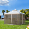 3 x 3(m) Garden Gazebo Double Top Gazebo Canopy w/ Mesh Cream White