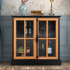 Sideboard Buffet Cabinet Bar Wine Cabinet Wood-Framed Glass Door Storage Cabinet
