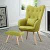 Upholstered Linen High Back Armchair Sofa Wing Chair with Footstool Lounge Seat