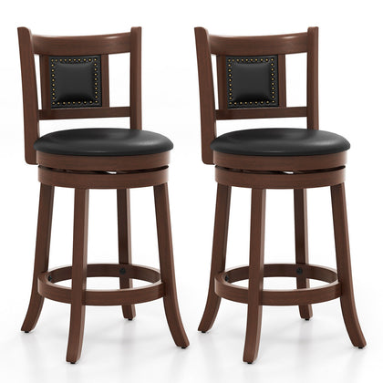 2x Swivel Bar Stool Upholstered Counter Height Bar Stool w/Curved Backrest 65CM