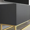 TV Unit I 100cm Cabinet I White Fluted Doors I Gold Metal Base I Modern