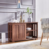 Modern Brown 2 Sliding Doors 2-Tier Shelves Sideboard Storage Cabinet Kitchen
