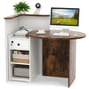 Reception Desk Front Computer Table Space Saving Corner Writing Desk Workstation