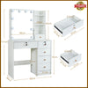 Vanity Makeup Desk Stool Set Dressing Table With 10 LED lights Mirror Drawers