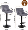 Bar Stools Set of 2 Swivel Counter Height Breakfast Barstools Adjustable Grey