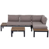3pcs Garden Sectional Sofa Side Table Furniture Set w/ Cushion