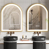LED Gold Arched Bathroom Mirror Anti-fog Wall Vanity Mirror Over Dressing Table