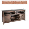 COSTWAY 150cm Sliding Barn Door TV Stand Farmhouse Flat Screen Console-Brown