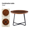 Double Round Coffee Table Set Elegant Brown Living Room