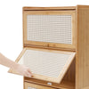 4 Tier Sideboard Cabinet Storage Shelf Stand Rattan Doors Cupboard Bookshelf