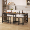 Bar Table Set 3 Piece Industrial Metal Table Stools Storage Shelves Space Saver