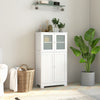 Bathroom Floor Cabinet Freestanding Storage Cupboard W/ 2 Tempered Glass Doors