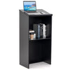 Wooden Podium Stand Pulpit Lectern Hostess Stand for Speakers with Storage Shelf