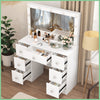 Large Makeup Desk with LED Lights Mirror 7 Drawers and 3 Light Colors White