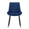 Set of 2 Velvet Dining Chairs Padded Seat Kitchen Chairs Metal Leg Blue Grey
