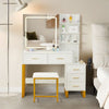 Dressing Table White Desk Makeup Vanity Table Drawers Stool Set Shelf Dresser