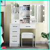 Dressing Table 10 LED Lighted Mirror Makeup Desk Vanity Table Stool Set Bedroom