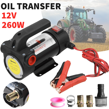 12V 260W Portable Electric Oil Diesel Transfer Pump Fuel Extractor Self-Priming