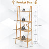 4-Tier Ladder Shelf Bamboo Bookshelf Bookcase Storage Organizer Plant Stand