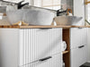 Bathroom Vanity Unit 800mm Ribbed Textured White Modern Wall Hung Floating Adel