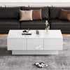 Coffee Table with Drawers Hidden Storage Space High Gloss White for Living Room