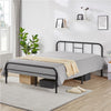 4ft6 Double Bed Frame, Strong Metal Bed Frame with Headboard, Black