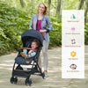 Portable Baby Stroller One-Hand Folding Pushchair W/Adjustable Backrest-Navy