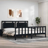 Bed Frame with Headboard Black 200x200 Solid Wood W0M1