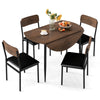 5 Pcs Dining Table Set Round Breakfast Kitchen Table and 4 Chairs-Brown