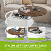 Round Lift Top Coffee Table with Hidden Storage for Living Room, Office