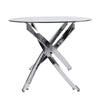 Round Glass Dining Table and 4 Faux Leather Chairs Set Home Kitchen Furniture