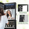 Freestanding Jewelry Mirror Cabinet Lockable Jewelry Armoire w/ 6 LED Lights