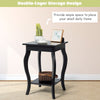 2PCS Accent Table End Table with Curved Legs 2-Tier Open Storage Shelves-Black