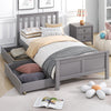 2 Drawers 3ft Single Wooden Solid Gray Pine Kids Storage Bed Frame 190x90 Grey