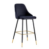 Pair of Bar Stools Kitchen Breakfast Velvet Padded Bar Chair with Metal Legs