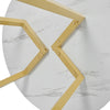 Round Dining Table for 4 People Circular Modern Dining Table with Gold Metal Leg