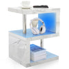 High Gloss Side Coffee Table 2 Tier Bedside End Table With LED Light Living Room
