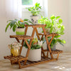 6 Tiered Wood Plant Stand Plant Shelf Carbonized Triangular Display Rack