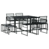 9 Piece Garden Dining Set Black Poly Rattan F2P6
