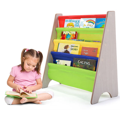 Baby Bookshelf Children's Magazine Rack Book Shelf Storage Book Display-Natural