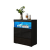 Black LED Sideboard 2 Doors Buffet Storage Cabinet Cupboard High Gloss Front